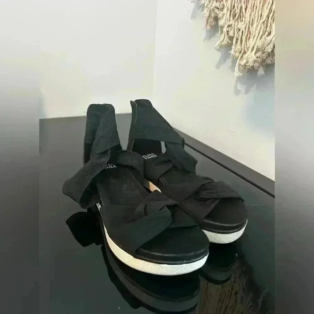 Eileen Fisher Zanya Black Mesh Womens Sneaker Sandal 6.5